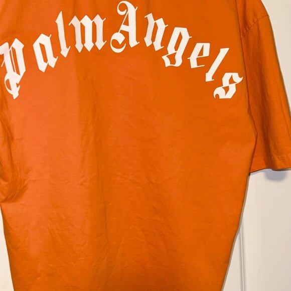 Palm Angels Orange Logo Mens T-Shirt – Size Medium, Like New - Picture 7 of 9